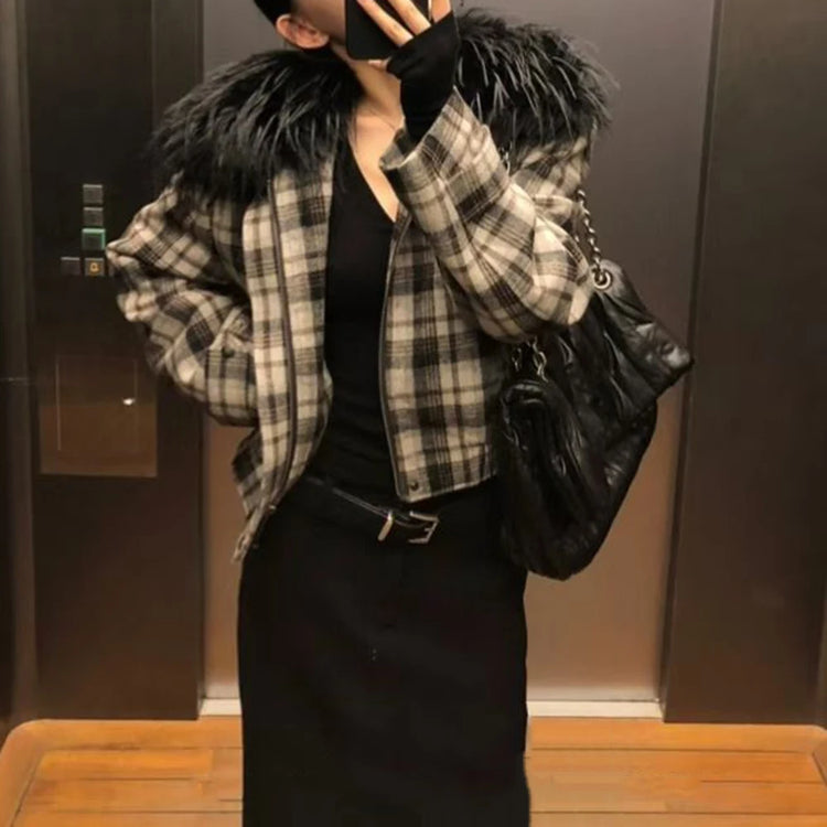 Plaid Zip-Front Jacket