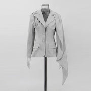 Draped-Panel Tailored Blazer