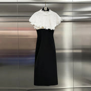 Contrast-Lace Sleeveless Dress