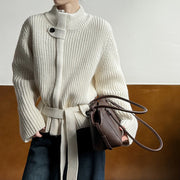 Chunky-Knit High-Neck Cardigan