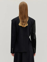 Contrast-Panel Asymmetric Blazer