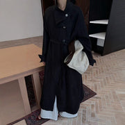 Asymmetric-Collar Long Trench Coat
