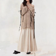Open-Knit Off-Shoulder Sweater