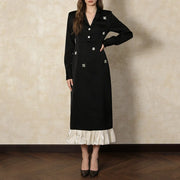 Ruffle-Hem Collared Dress