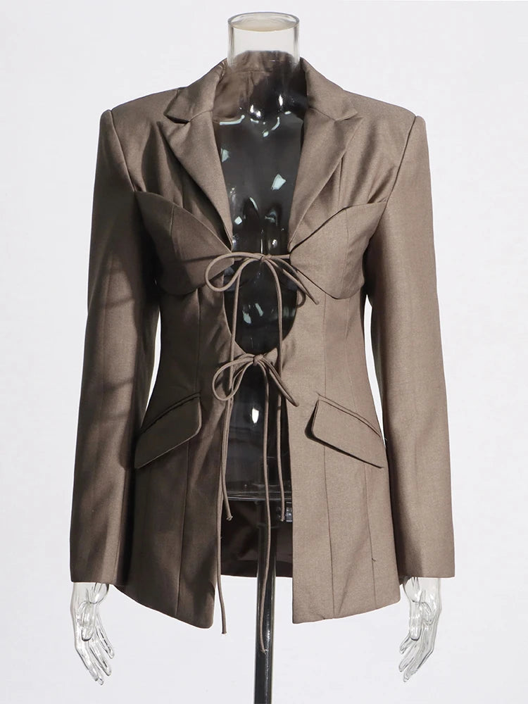 Tie-Front Cutout Blazer