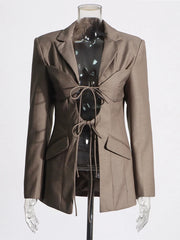 Tie-Front Cutout Blazer