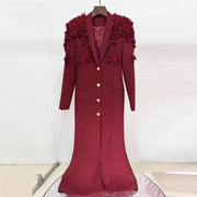 Embellished-Shoulder Blazer Long Dress