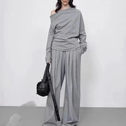 Asymmetric Top or Wide-Leg Pants