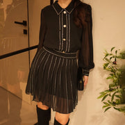 Embellished Pleated Shirt Dress