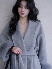 Belted Shawl-Collar Coat