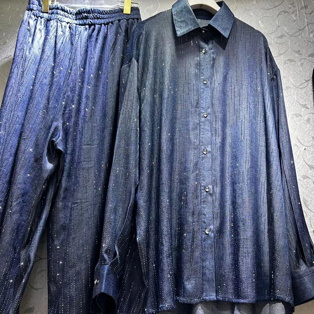 Collared Shirt and Pants Set
