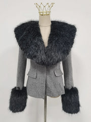 Shaggy-Trim Fitted Jacket