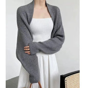 Balloon-Sleeve Cropped Cardigan
