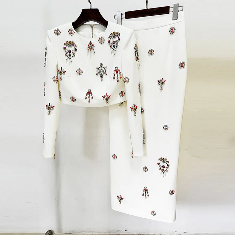 Embellished Jacket and Long Skirt Set
