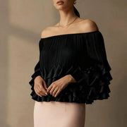 Off-Shoulder Tiered Ruffle Blouse
