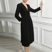 Bow-Front Scalloped Dress