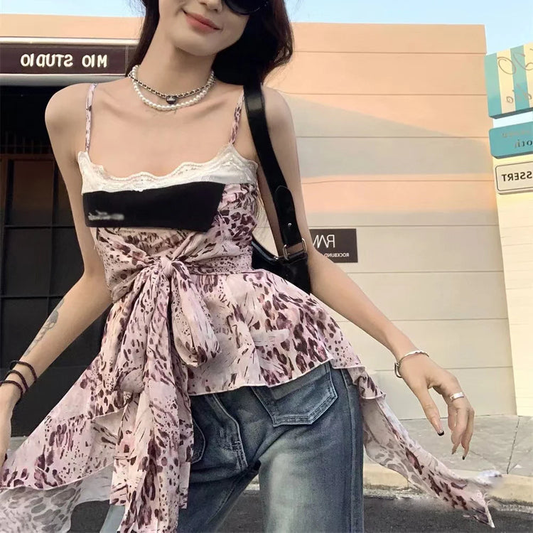 Animal-Print Tie-Front Camisole