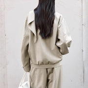 Collared Zip-Up Bomber Jacket
