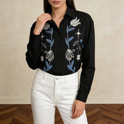 Floral Embellished Button-Up Shirt