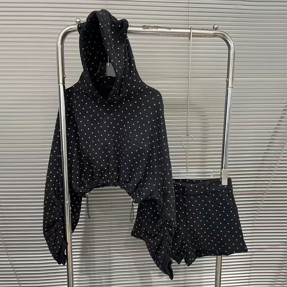 Polka-Dot Hoodie and Shorts Set