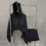 Polka-Dot Hoodie and Shorts Set