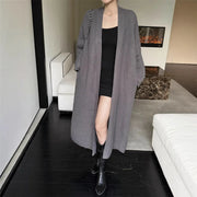 Textured Open-Front Long Cardigan