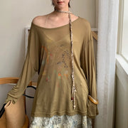 Graphic Off-Shoulder Relaxed Top