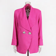 Statement-Button Shawl-Collar Blazer