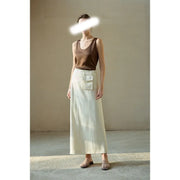 Straight Patch-Pocket Long Skirt