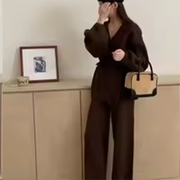 Tie-Side Sweater and Pants Set