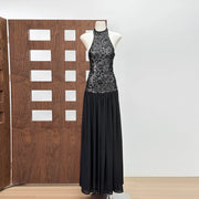 Sequin Halter Long Dress