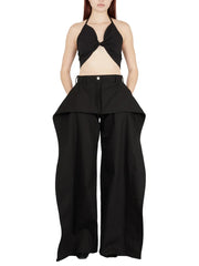 Layered-Pocket Wide-Leg Pants