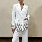 Embellished-Hem Tailored Blazer