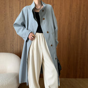 Stand-Collar Long Trench Coat