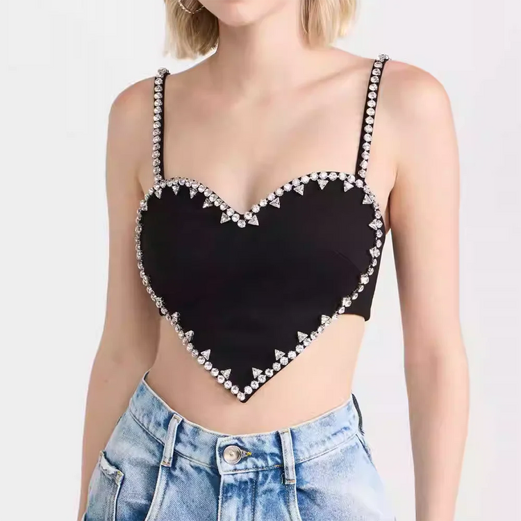 Embellished Heart Crop Top