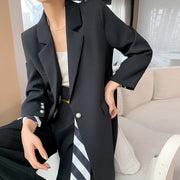 Striped-Trim Longline Blazer