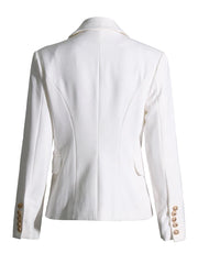 Embellished-Button Double-Breasted Blazer