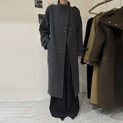 Stand-Collar Longline Button Coat