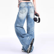 Faded Relaxed Wide-Leg Jeans