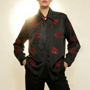 Lip-Motif Collared Shirt