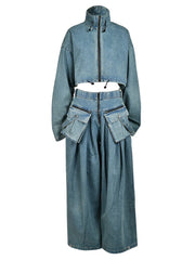 Cropped Jacket, Wide-Leg Jeans or Set