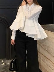 Asymmetric Ruffle-Hem Shirt