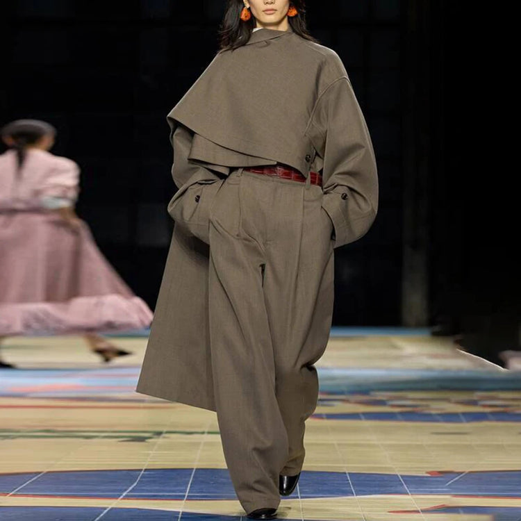 Asymmetric Cropped High-Neck Jacket