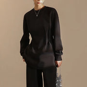 Pleated-Waist Long-Sleeve Sweatshirt