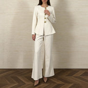 Button-Front Jacket and Pants Set