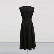 Lace-Up Sleeveless Pleated Dress
