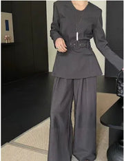 Fitted Jacket and Wide-Leg Pants Set