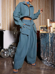 Cropped Jacket, Wide-Leg Jeans or Set