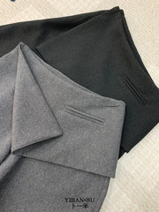 Asymmetric-Waist Wide-Leg Pants