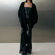 Glossy Flared-Leg Pants